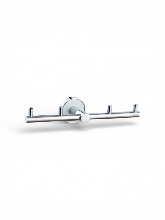 Планка для ванной комнаты с 4 крючками,хром с белой вставкой Vivi-Felice R 1004 BL
